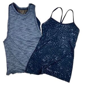 Lululemon Tank Lot Power Y &‎ Crew Built In Bra Top 4 6 Gray Black Workout Gym